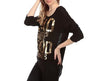 3/4 Sleeve Letter Print Round Neck T-shirt