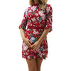 Chiffon Short Sleeve Print Floral Dresses