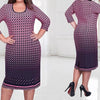 3/4 Sleeve Stripe Knee Length Round Neck Plus Size Casual Dresses