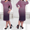 3/4 Sleeve Stripe Knee Length Round Neck Plus Size Casual Dresses