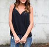 Chiffon Sleeveless Solid Color V neck Tops