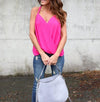 Chiffon Sleeveless Solid Color V neck Tops