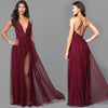 Chiffon Sleeveless Maxi V-Neck Split Evening Dress