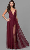 Chiffon Sleeveless Maxi V-Neck Split Evening Dress