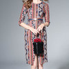 3/4 Sleeve Split Round Neck Vacation Dresses