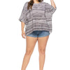 3/4 sleeve Bell sleeve Stripe Round neck Plus size Tops