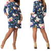 3/4 Sleeve Print Knee Length Round Neck Plus Size Bodycon Dresses