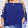 Chiffon Short Sleeve Off Shoulder Plus Size Tops