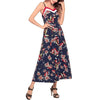 Chiffon Sleeveless Print V Neck Patchwork Floral Dresses