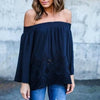 Chiffon Long Sleeve Print Off Shoulder Long Sleeve Tops