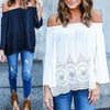 Chiffon Long Sleeve Print Off Shoulder Long Sleeve Tops