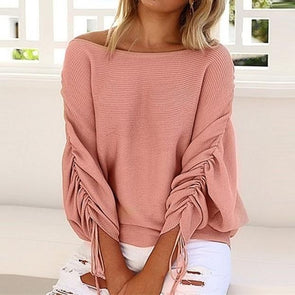 3/4 sleeve Frill sleeve Mini Off Shoulder Bandage Tops