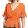 Chiffon Bell sleeve Dots Bandage Orange Blouses