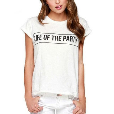 Cotton Short sleeve Letter Print Round neck T-shirt