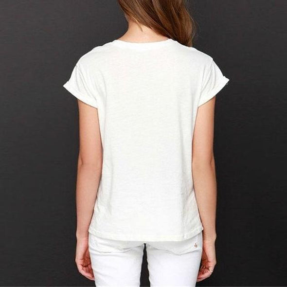 Cotton Short sleeve Letter Print Round neck T-shirt