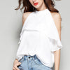 Chiffon Solid Color Flounce Sleeveless Tops