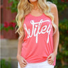 Cold Shoulder Letter Print Sleeveless Tops