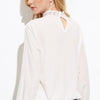 Cotton High neck collar Lace Openwork Long Sleeve Tops