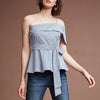 Cotton Sleeveless Stripe Off Shoulder Bandage Blouses