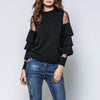 Bell sleeve Mesh Round neck Long sleeve Tops