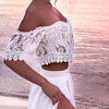 Cold Shoulder Off Shoulder Split Lace Maxi Dresses