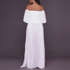 Fashion Solid Chiffon Off Shoulder High Waist Maxi Dresses