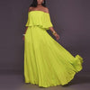 Fashion Solid Chiffon Off Shoulder High Waist Maxi Dresses