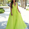 Chiffon Sleeveless V neck Split High waist Maxi Dresses