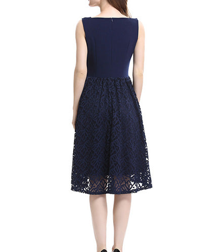 Lace Stitching Solid Color Dress