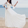 Bell Sleeve V-Neck Hollow Stitching Split Evening Dress