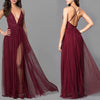 Chiffon Sleeveless Maxi V-Neck Split Evening Dress