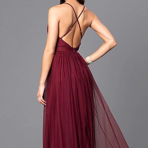 Chiffon Sleeveless Maxi V-Neck Split Evening Dress