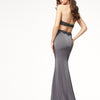 Sleeveless Gray Maxi Round-Neck High Waist Evening Dresses