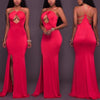 Cross Front Sleeveless Solid Color Off Shoulder Split Evening Dresses