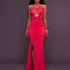 Cross Front Sleeveless Solid Color Off Shoulder Split Evening Dresses