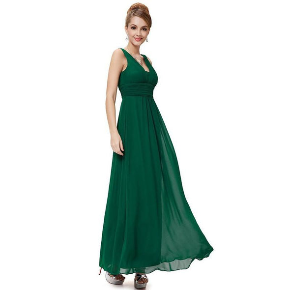 Chiffon Sleeveless Maxi V Neck Elastic Waist Maxi Dresses