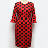 3/4 Sleeve Bell Sleeve Dots Mini Round Neck Bodycon Dresses