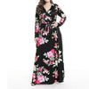 Casual Long sleeve Print V neck Plus size maxi Dresses