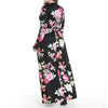 Casual Long sleeve Print V neck Plus size maxi Dresses