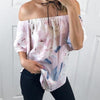 Casual Short sleeve Print Off Shoulder T-shirt