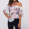 Casual Short sleeve Print Off Shoulder T-shirt