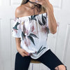 Casual Short sleeve Print Off Shoulder T-shirt