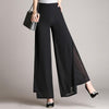 Chiffon Solid Color Split High waist Black Loose Pants