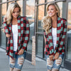 Fashion Women Stripe Check Cardigan Outerwear