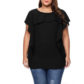 Casual Short sleeve Solid Color Round neck Plus size Tops