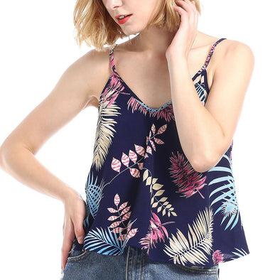 Chiffon Sleeveless Print Mini Tops