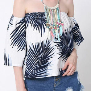 Women Print Off Shoulder T-shirt