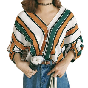 Women 3/4 sleeve  Stripe Blouses