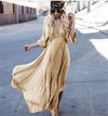 Women 3/4 Sleeve Bell sleeve V-Neck Maxi Dresses