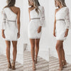 Bell Sleeve White Mini Off Shoulder High Waist Lace Dresses